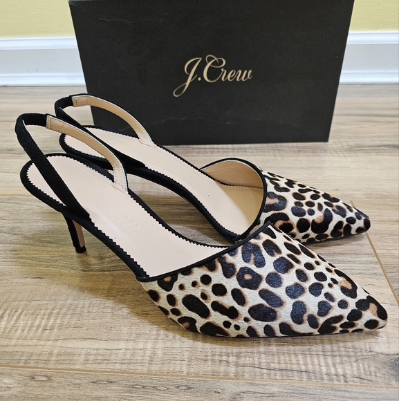 J. Crew Shoes - 🎉HOST PICK🎉J.Crew Calf Hair Colette Asymmetrical Slingback Pumps In Leopard
